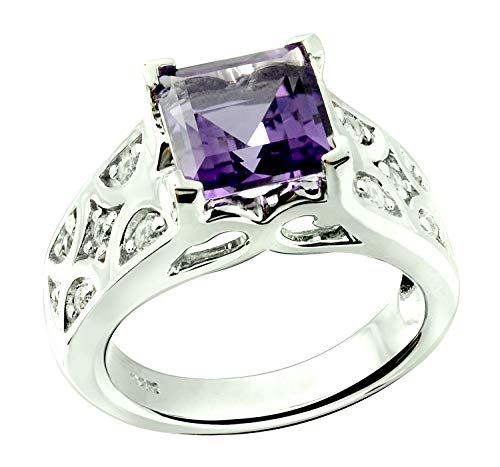 V. Angels Mujer Hombre Unisex Niños  Plata fina 925  plata de ley cuadrada   violeta Amethyst