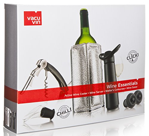 Vacu Vin Essentials Set de Vino, Negro, 16x8x20 cm, 6 Unidades