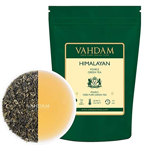 VAHDAM, hojas de té verde de las perlas del Himalaya | 100g (50 Copas) | Hojas sueltas de té verde puro | ANTIOXIDANTES