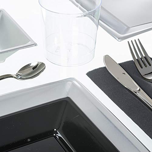 Vajilla desechable para 6 personas moderna plateada de plástico para comedor LOLA home - LOLAhome