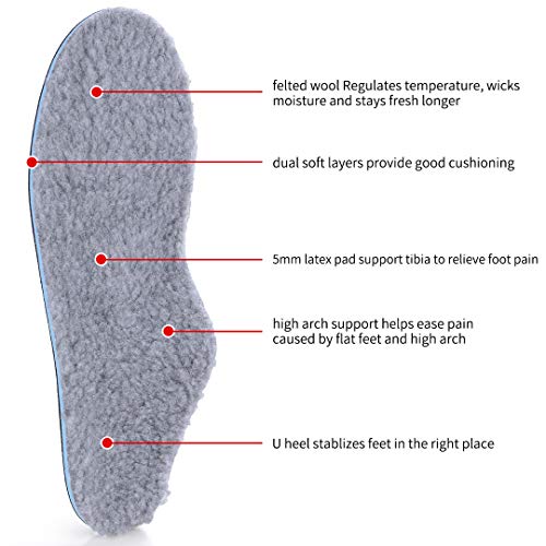 Valsole invierno cálido La plantilla ortopédica funcional médica suave del pastel del alto arco, pie plano de la inserción, fascitis plantar, dolor de pie (43-44 EU (280mm), gray-V107E)