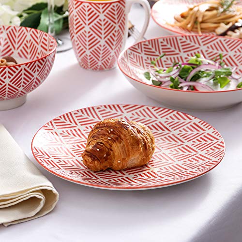 vancasso MOMOKO Juego de Vajillas de Porcelana 20 piezas Vajillas de Estilo Japones con 4 Platos de Cena, Postres, Platos de Sopa Cuencos de Cereales, Tazas de Cafe para 4 Personas