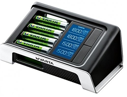 VARTA LCD Ultra Fast Charger (para AA/AA), canales indiviudales, detección de células defectuosas, incluye 4x VARTA RECHAGE ACCU Power AA 2100mAh, listo para usar