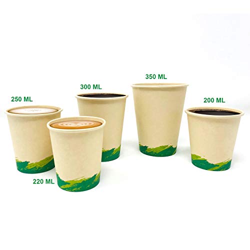 Vasos de Café Desechables, Vasos de Fibra de Bambú Biodegradables y Compostables Material 100% Ecológico Sin Tapa Eco Friendly 50 Vasos de Café para Llevar 300 ML 10.14oz