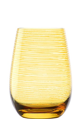 Vasos Twister de Stölzle Lausitz, 465 ml, Ámbar, Juego de 6 Unidades, Bonitos Vasos de Colores, compatibles con lavavajillas