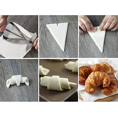 VAVAMAX Cortador de Laminado para Hacer Croissant Acero Inoxidable Rueda de Pan Masa para Repostería Mango de Madera Herramienta de Cocina para Hornear 1PC