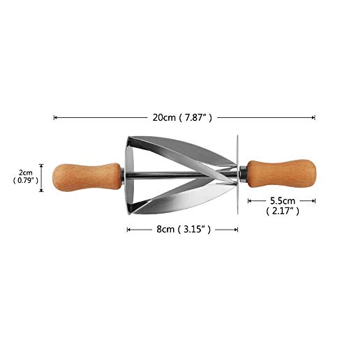 VAVAMAX Cortador de Laminado para Hacer Croissant Acero Inoxidable Rueda de Pan Masa para Repostería Mango de Madera Herramienta de Cocina para Hornear 1PC