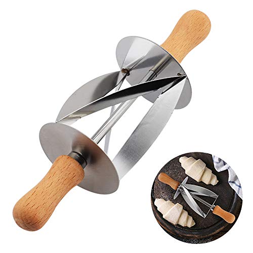 VAVAMAX Cortador de Laminado para Hacer Croissant Acero Inoxidable Rueda de Pan Masa para Repostería Mango de Madera Herramienta de Cocina para Hornear 1PC