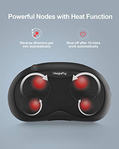 Veaglefly Cojín Masajeador Eléctrico con Calor, Almohada de Masaje de Cuello Masajeador Shiatsu con Amasamiento 3D para Alivio Completo del Cuerpo para Coche Oficina Casa