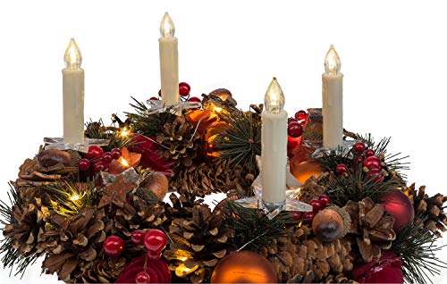 Velas LED para árbol de Navidad, aprox. 9 cm, incluye 6 ventosas, 6 soportes en forma de estrella y 4 puntas, funciona con pilas, con mando a distancia