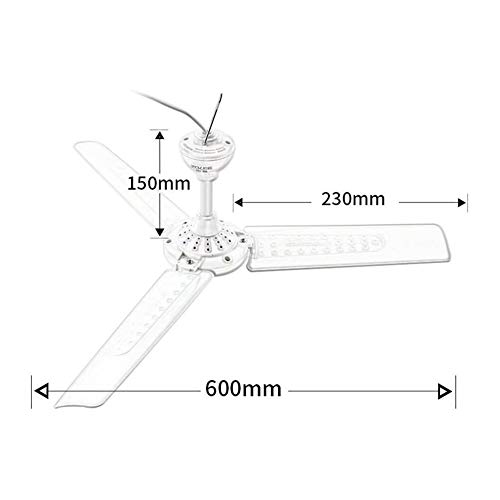 Ventilador de Mano Techo, Home Student Hostel Mini Techo de 3 Hojas/portátil de Techo al Aire Libre Breeze, Blanco, 60 * 15 * 23cm Ventilador USB