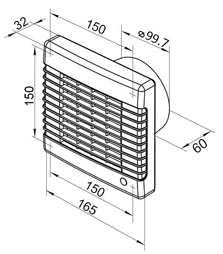 Ventilador extractor con cierre eléctrico interno y motor de rodamiento, fabricado en Europa, Blanco, 230.00V