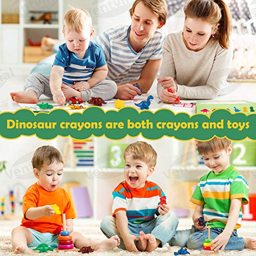 Ventvinal 6 Piezas de crayones de Cera de Dinosaurio, Juguetes para niños Seguros y no tóxicos, Ceras de Colores 1 año para niños, Juguetes Ceras de Colores para niños