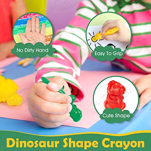 Ventvinal 6 Piezas de crayones de Cera de Dinosaurio, Juguetes para niños Seguros y no tóxicos, Ceras de Colores 1 año para niños, Juguetes Ceras de Colores para niños