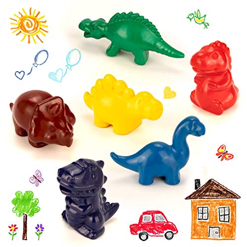 Ventvinal 6 Piezas de crayones de Cera de Dinosaurio, Juguetes para niños Seguros y no tóxicos, Ceras de Colores 1 año para niños, Juguetes Ceras de Colores para niños