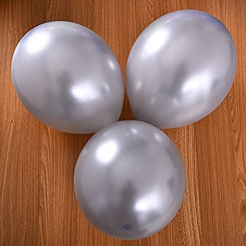 Vercrown 100 Piezas Plata Globos de 12 Pulgadas 2.8g/pc Color Brillante Globos de látex para la Fiesta de cumpleaños del Aniversario de Boda