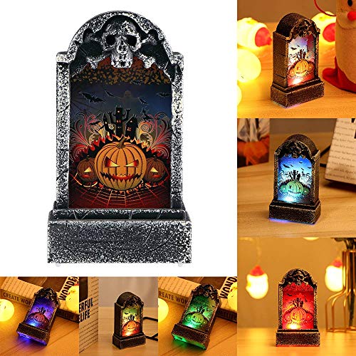 Verdelife - Farolillos portátiles para Halloween, diseño retro de lápida, decoración de ambiente aterrador, para bar/habitación/casa de la tortuga/fiesta temática