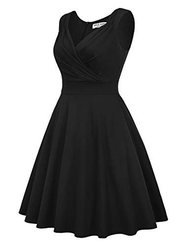 Vestido Vintage para Mujeres sin Mangas Cuello V de Fiesta Cóctel Rockabilly Clásico 3XL CL010698-1