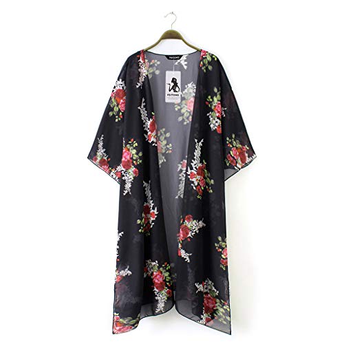 Vestidos Mujer Casual Tallas Grandes Vestido de Camisa de Gasa para Mujer de Moda Kimono Estampado Top Cardigan Cubrir Blusa Ropa de Playa Camisa Vestido