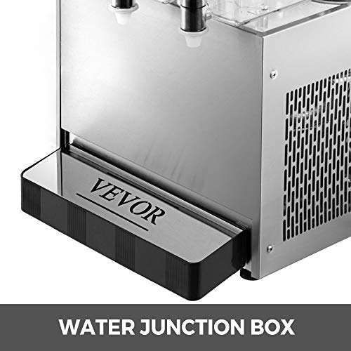 VEVOR Máquina de Dispensador de Bebida 36 L, Máquina de Bebidas Frío con Tanques 12 L * 3, Máquina de Dispensador de Jugo 270 W, Máquina de Bebidas Frías de Acero Inoxidable Temperatura 5-12℃