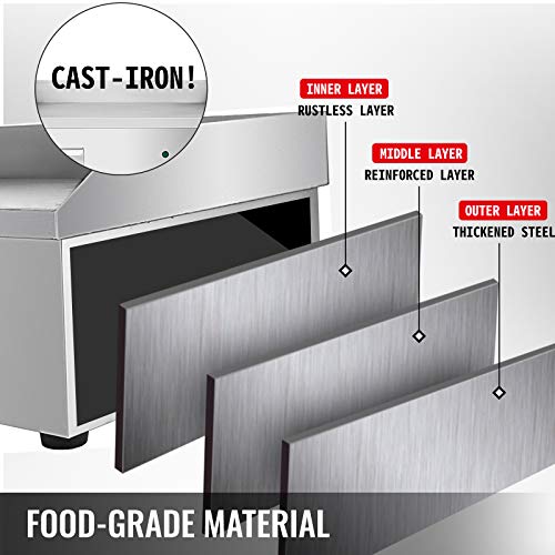 VEVOR Plancha Eléctrica Barbacoa Parrilla Plato Caliente Encimera de Plancha 220V 3000W Eléctrica Comercial para Alimentos Eléctrica Plancha Encimera de Plancha Eléctrica 540x440x230mm