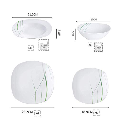 VEWEET Aviva Juegos de Vajillas 24 Piezas de Porcelana con 6 Cuencos de Cereales, 6 Platos, 6 Platos de Postre y 6 Platos Hondos para 6 Personas