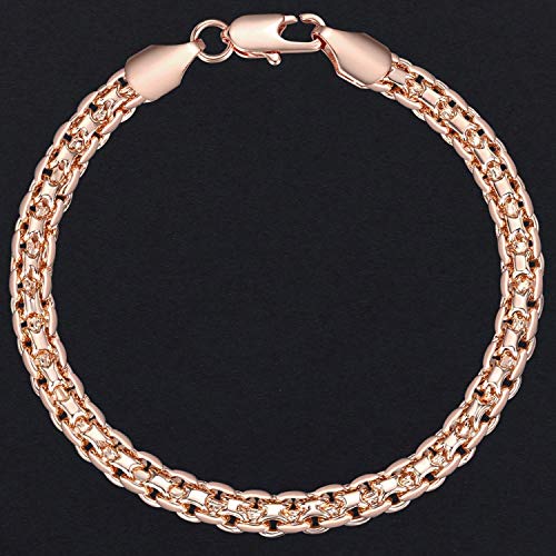 Vghi fashion bracelets Pulsera de 5 mm para Mujeres y niñas 585 Oro Rosa Bismark Cadena de eslabones Pulsera Mujer joyería Caliente Fiesta joyería Regalos 18 cm 20 cm GB422, GB428, 9 Pulgadas