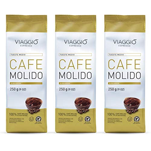 Viaggio Espresso Café molido blend especial Tueste Medio (750 GR (Pack de 3))