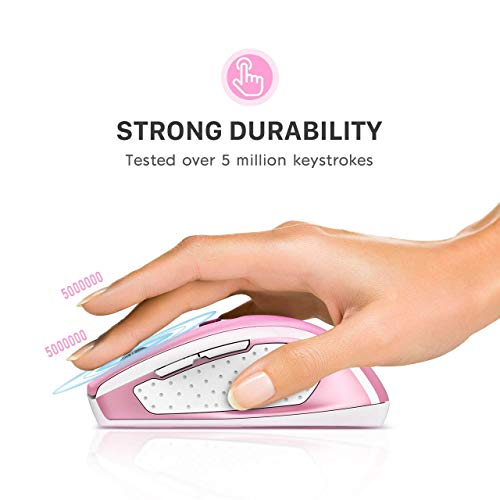 VicTsing Ratón Portátil, 2.4G Inalámbrico con Receptor Nano, 5 dpi Adjustables, Rosa