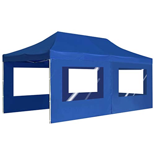 vidaXL Carpa Plegable Profesional con Paredes Aluminio Cenador Pagoda Pérgola Fiestas Celebraciones Estructuras Recintos Parasoles 6x3 m Azul