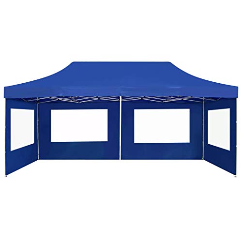 vidaXL Carpa Plegable Profesional con Paredes Aluminio Cenador Pagoda Pérgola Fiestas Celebraciones Estructuras Recintos Parasoles 6x3 m Azul