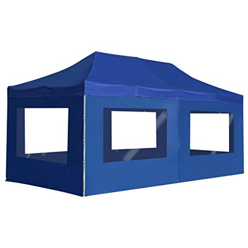 vidaXL Carpa Plegable Profesional con Paredes Aluminio Cenador Pagoda Pérgola Fiestas Celebraciones Estructuras Recintos Parasoles 6x3 m Azul