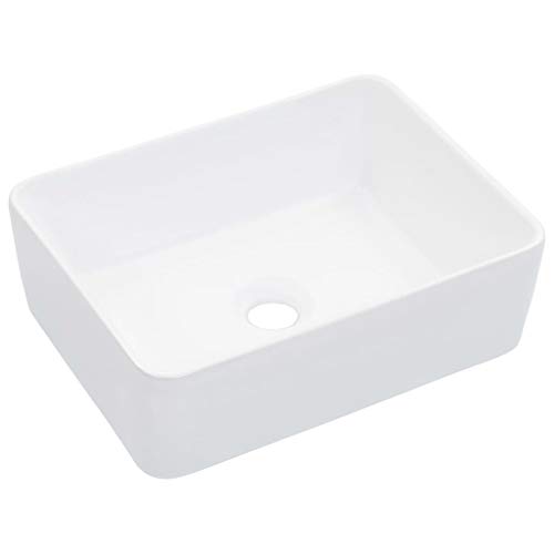 vidaXL Lavabo Sanitario Baño Servicio Fregadero Piezas de Fontanería Bricolaje Instalación Decoración Aseo Grifería Casa 40x30x13 cm Cerámica Blanco