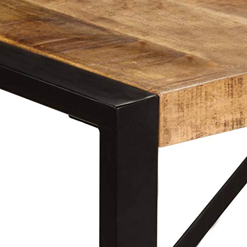 vidaXL Madera Mango Maciza Mesa de Comedor Mobiliario Casa Oficina Salón Estilo Industrial Decoración Hogar Patas Acero Barnizada 220x100x75 cm