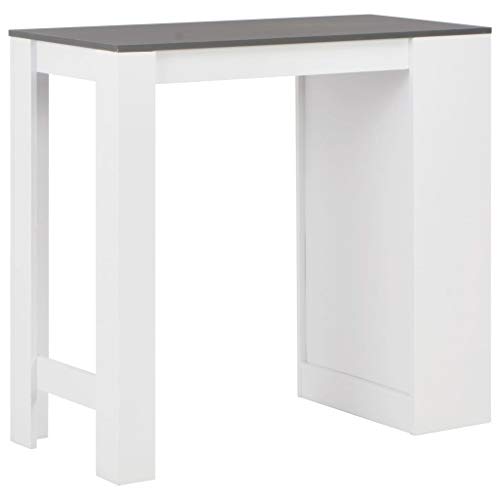 vidaXL Mesa de Bar Madera Blanca 110x50x103 cm Mesita Mesilla Elevada Alta Mueble Mobiliario Auxiliar Comedor Pub Estanterías Consola