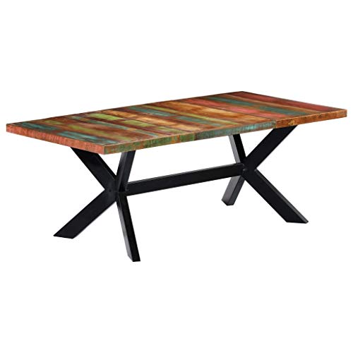 vidaXL Mesa de Comedor Madera Maciza Reciclada Mobiliario Hogar Práctica Funcional Muebles Interiores Diseño Clásico Elegante Duradera 200x100x75cm