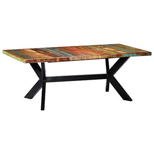 vidaXL Mesa de Comedor Madera Maciza Reciclada Mobiliario Hogar Práctica Funcional Muebles Interiores Diseño Clásico Elegante Duradera 200x100x75cm