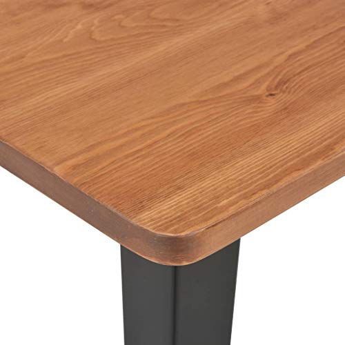 vidaXL Set Mesa Alta + 2 Taburetes Cocina Bar Barra Terraza 3 Pzas Diseño Industrial Madera Patas Acero Conjunto Muebles Sillas Desayuno Negro Marrón