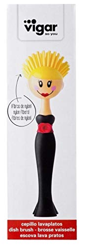 VIGAR Dolls Kylie Cepillo Lavaplatos, Negro 7,5x7,5x24,5 cm