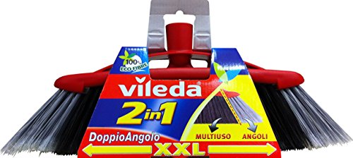 Vileda 137396 - Escoba (Interior, Negro, Gris, Rojo, Soft/Hard bristle, FRP (Plástico reforzado con fibra), Tereftalato de polietileno (PET), 1 pieza(s), 330 mm)