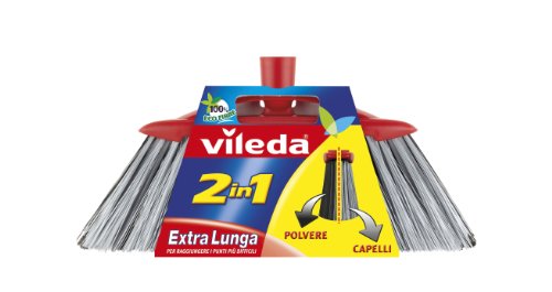 Vileda 137396 - Escoba (Interior, Negro, Gris, Rojo, Soft/Hard bristle, FRP (Plástico reforzado con fibra), Tereftalato de polietileno (PET), 1 pieza(s), 330 mm)