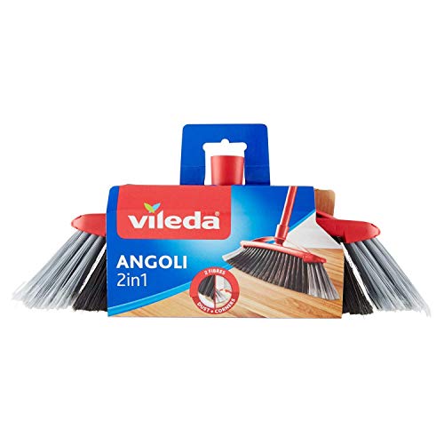 Vileda 137396 - Escoba (Interior, Negro, Gris, Rojo, Soft/Hard bristle, FRP (Plástico reforzado con fibra), Tereftalato de polietileno (PET), 1 pieza(s), 330 mm)