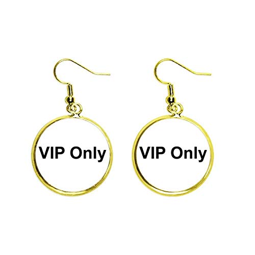 Vip Only Negro Símbolo Patrón Oído Cuelgan Oro Gota Pendiente Joyería Mujer