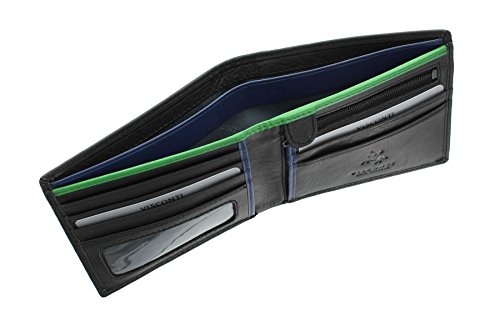 Visconti Colección Bond LE CHIFFRE Cartera de Cuero para Hombre BD707 Negro/Verde