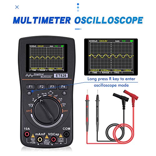 VISLONE ET828 Multímetro de osciloscopio digital gráfico inteligente de alta definición 2 en 1 con pantalla a color de 2,4 pulgadas Ancho de banda de 1MHz Velocidad de muestreo de 2.5Msps