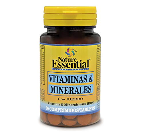 Vitaminas & minerales. 60 comprimidos con fibra, Hierro, Yodo, vitaminas A, C, D, E, B-1, B-2, B-3, B-5, B-6, B-9 y B-12…