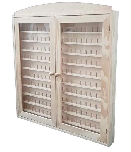 Vitrina colecciones dedales. 2 puertas Grande. Capacidad: 200 dedales. Medidas (ancho/fondo/alto): 66 * 6 * 72 cms. En madera de pino en crudo. Para pintar.