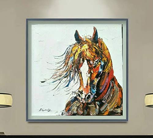 VNKLIN Cuchillo Pintura Caballo Animales Pintado A Mano Pintura Al Óleo Arte De La Pared Moderna Imagen Paleta Cuchillo Pintura para La Decoración Casera Amarillo por Encargo