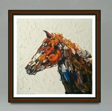 VNKLIN Cuchillo Pintura Caballo Animales Pintado A Mano Pintura Al Óleo Arte De La Pared Moderna Imagen Paleta Cuchillo Pintura para La Decoración Casera Púrpura por Encargo