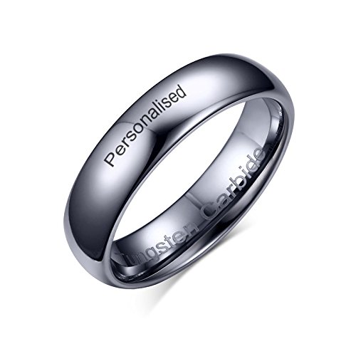 Vnox 2 Piezas Su Anillo de Promesa de Compromiso de Boda Personalizado Carburo de Tungsteno para Pareja,Grabado Libre